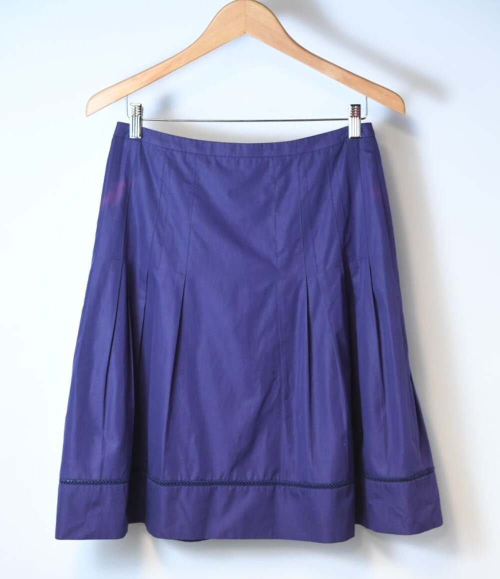 Akris Punto Purple Pleated A-Line Skirt 30" Waist Knee Length 23" Size 8- READ